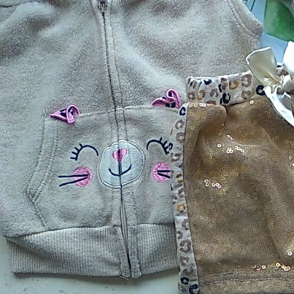 Baby Outfit Cheetah Print shorts with sequins / and kitty vest Also Bow Hat - Picture 3 of 6